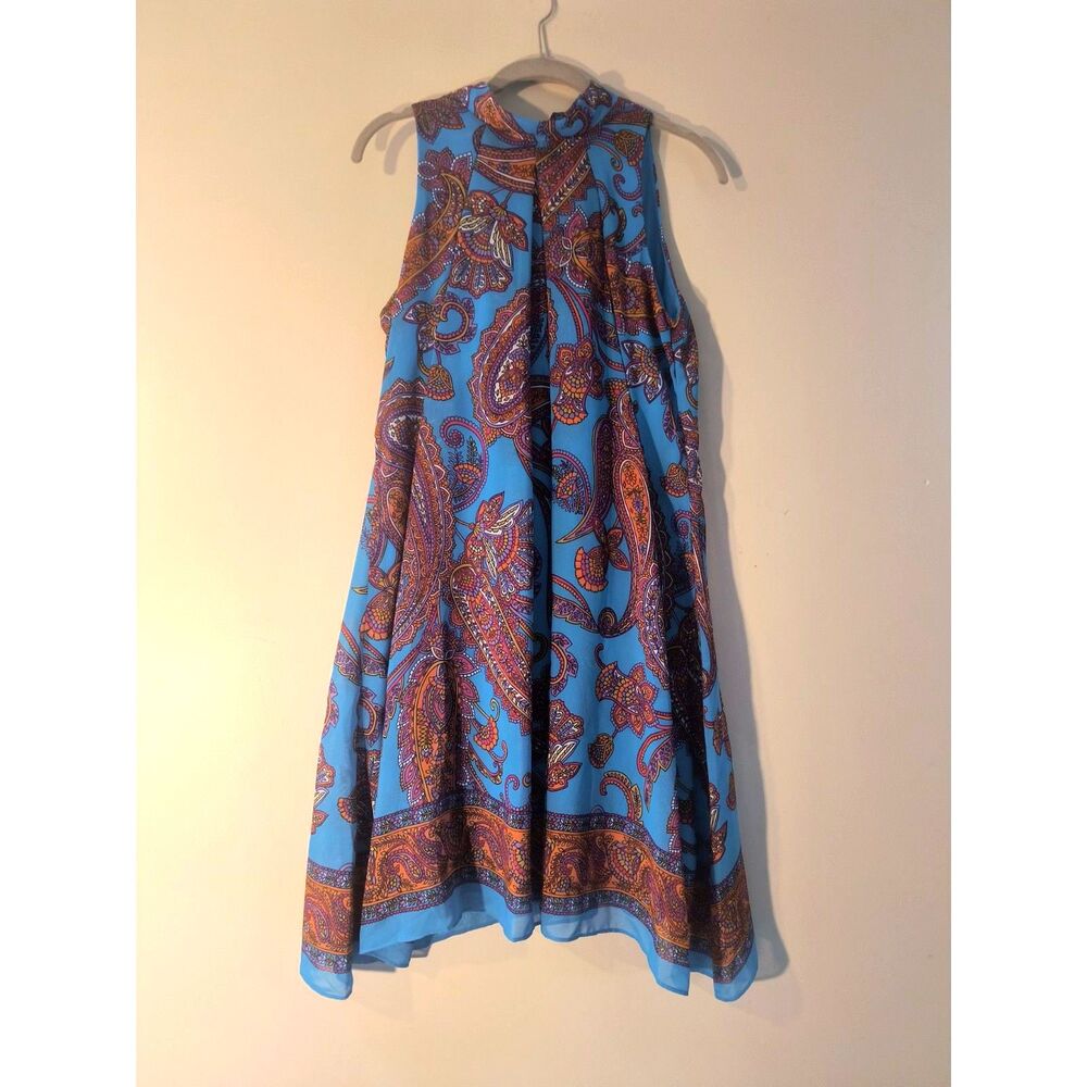 Robbie Bee NWT Navy & Tan Paisley Halter Midi Dress - Size 8 - Coastal Luxe